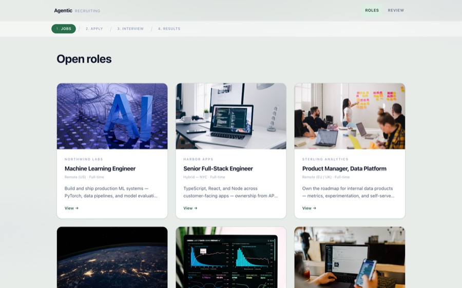 Agentic Recruiting — AI hiring flow interface